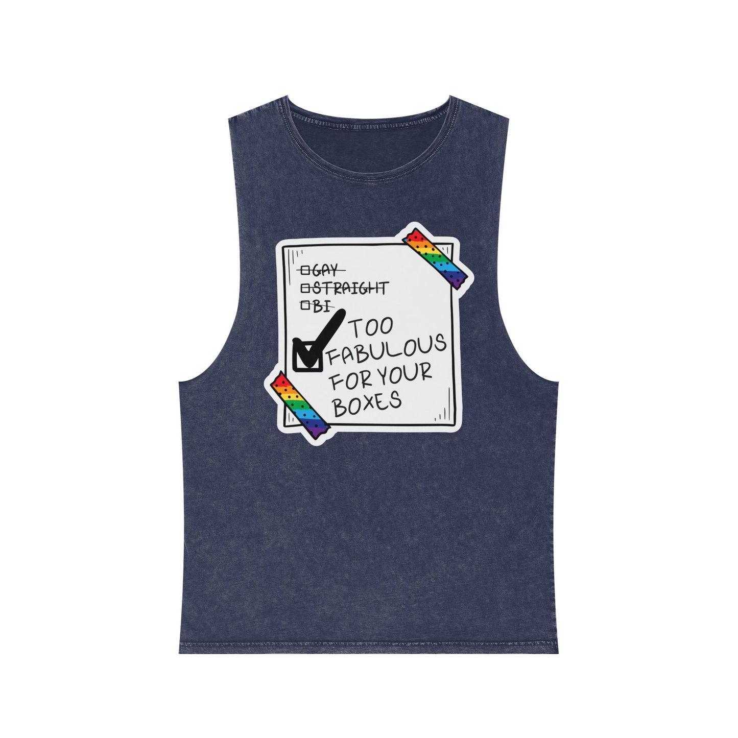 Unisex Stonewash Gay Pride Tank Top