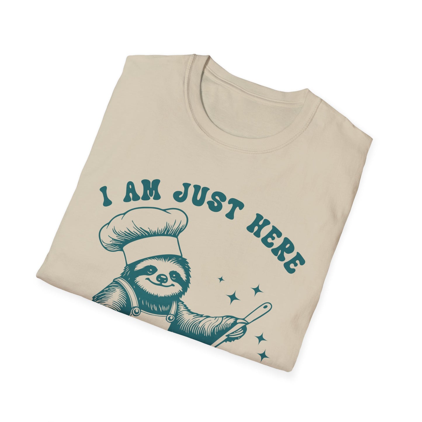 Funny Sloth T-Shirt, "I Am Just Here To Stir The Pot" Tee, Unisex Humor Shirt, Perfect Gift for Cooking Lovers, Quirky Apparel, Great for