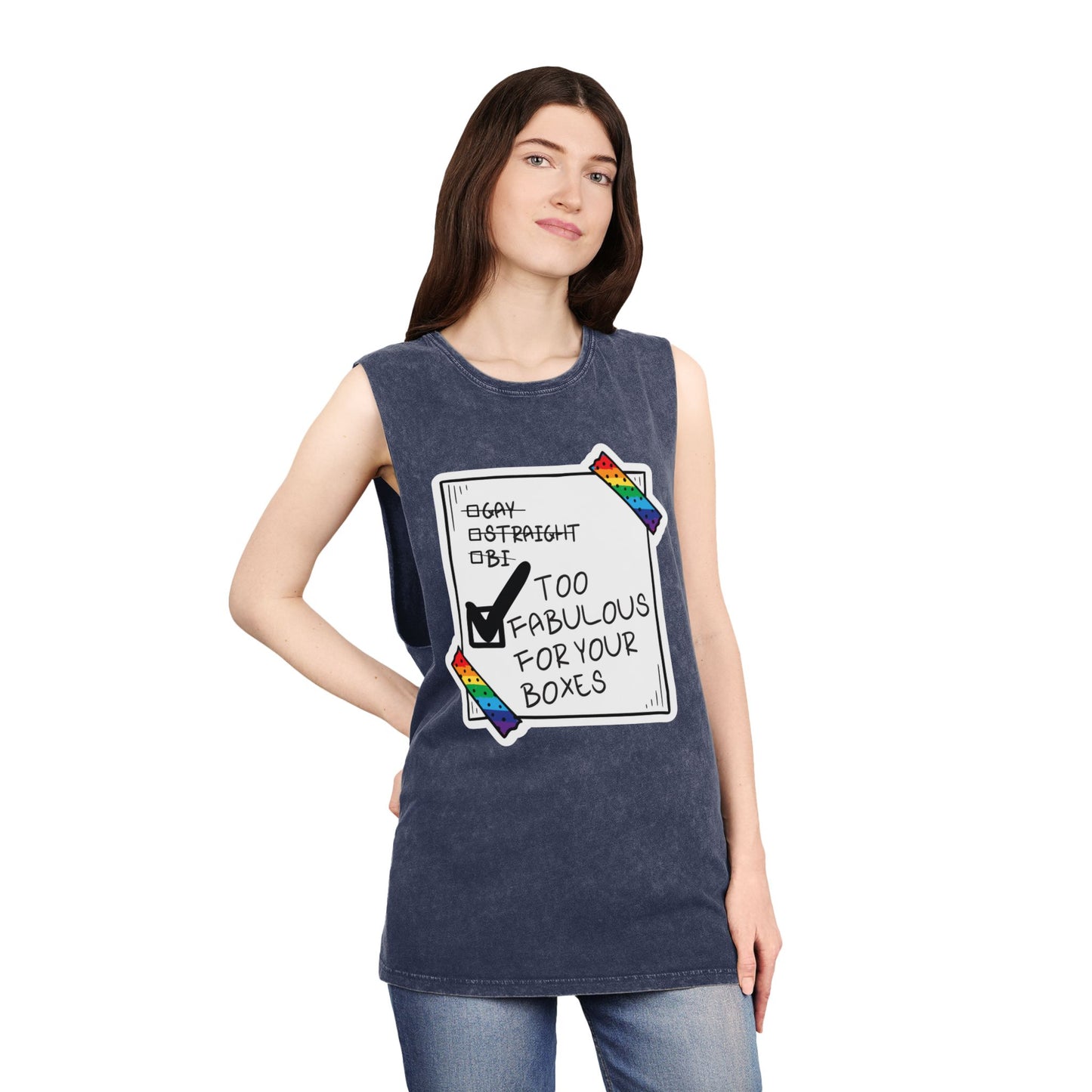 Unisex Stonewash Gay Pride Tank Top