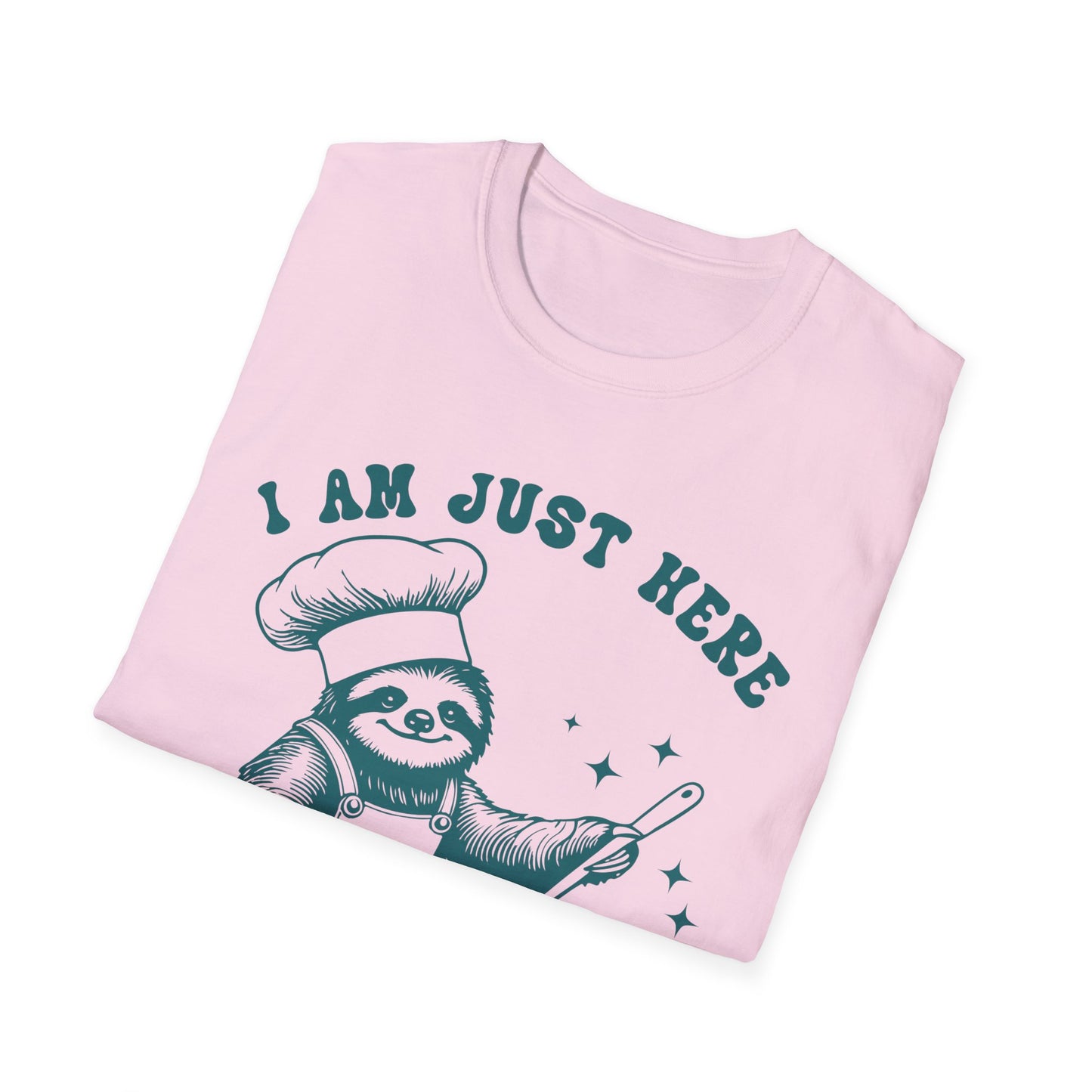 Funny Sloth T-Shirt, "I Am Just Here To Stir The Pot" Tee, Unisex Humor Shirt, Perfect Gift for Cooking Lovers, Quirky Apparel, Great for