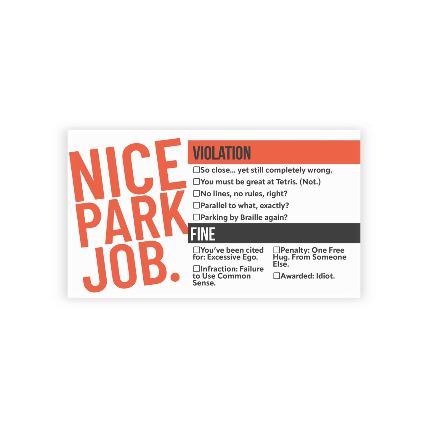 Nice Park Job Ticket Handout Cards
