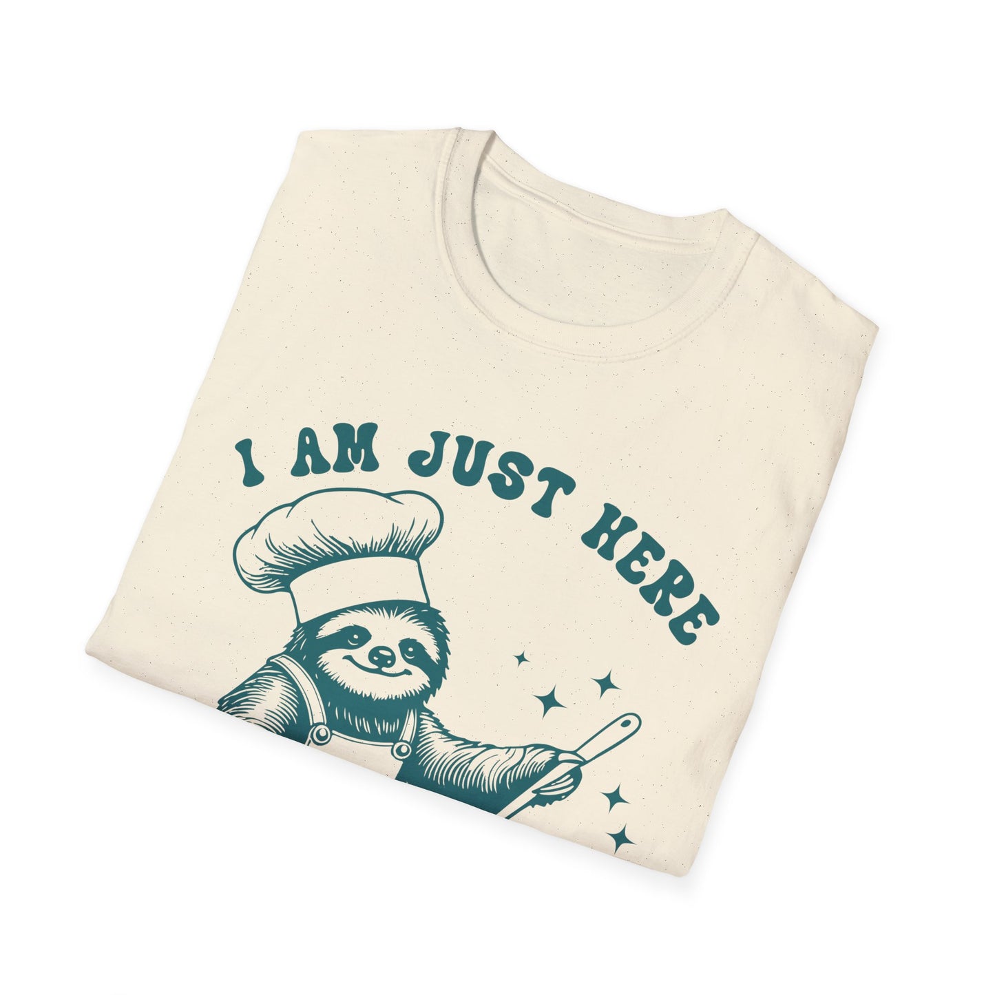 Funny Sloth T-Shirt, "I Am Just Here To Stir The Pot" Tee, Unisex Humor Shirt, Perfect Gift for Cooking Lovers, Quirky Apparel, Great for