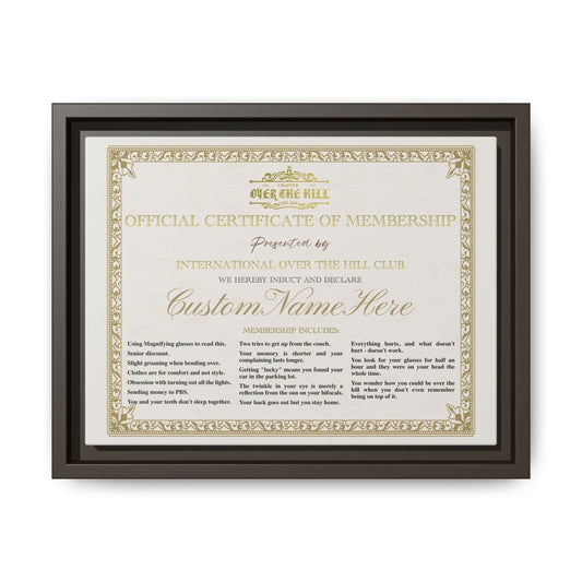 Personalized Over the Hill Membership Certificate