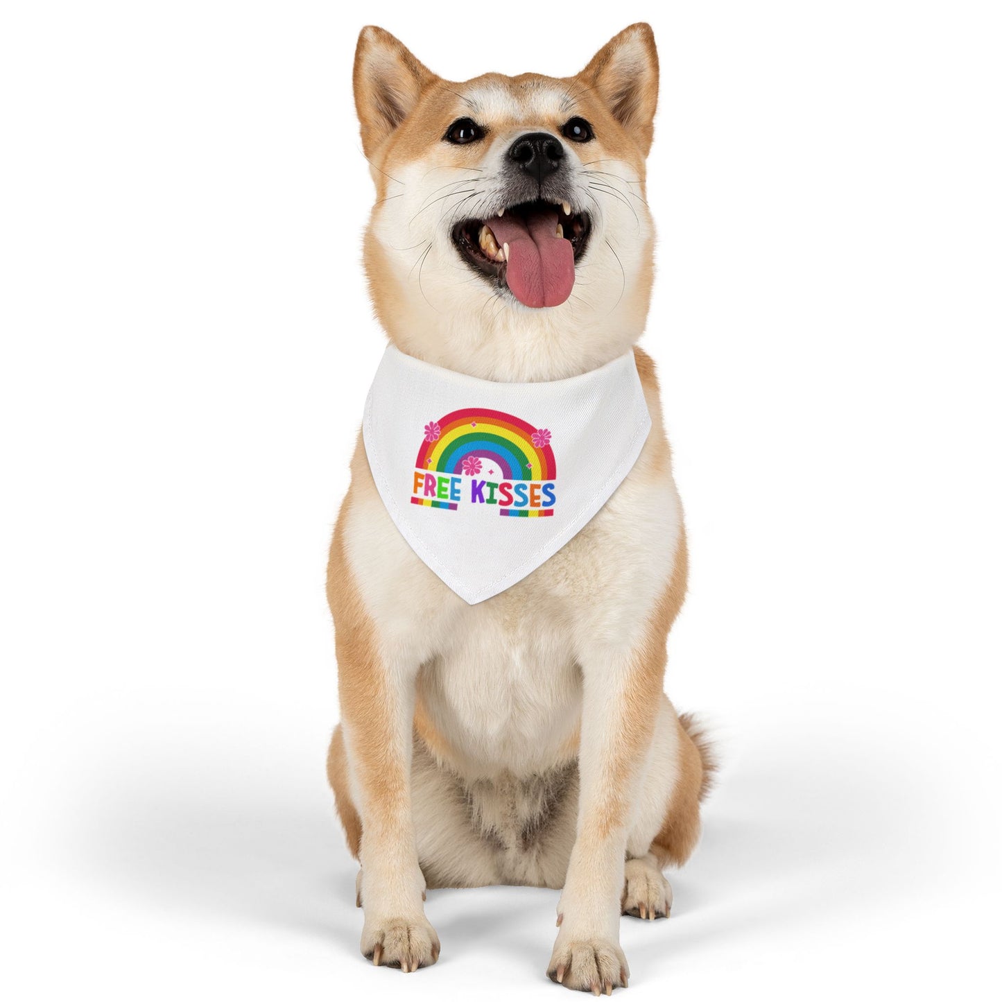Rainbow Free Kisses Pet Bandana