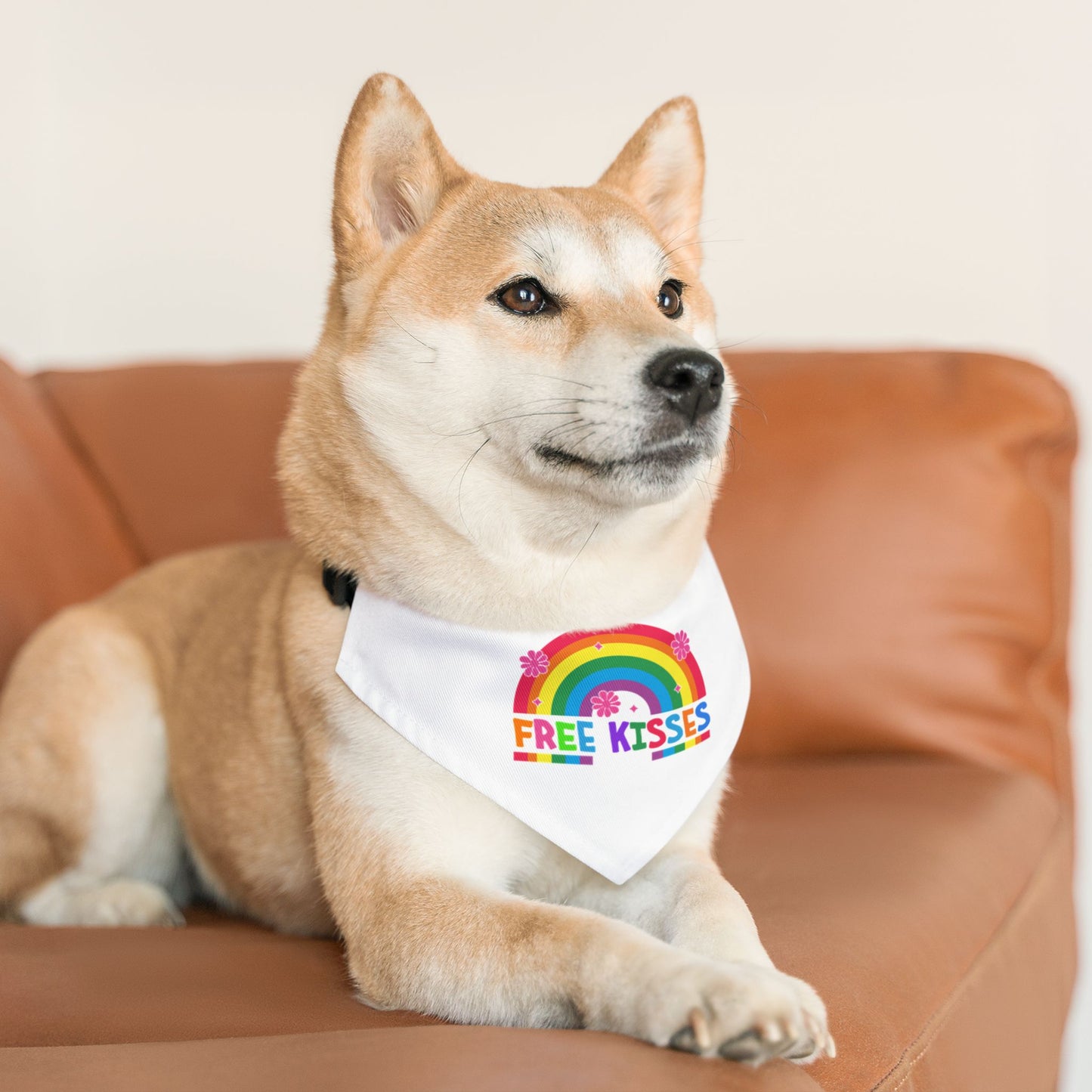 Rainbow Free Kisses Pet Bandana