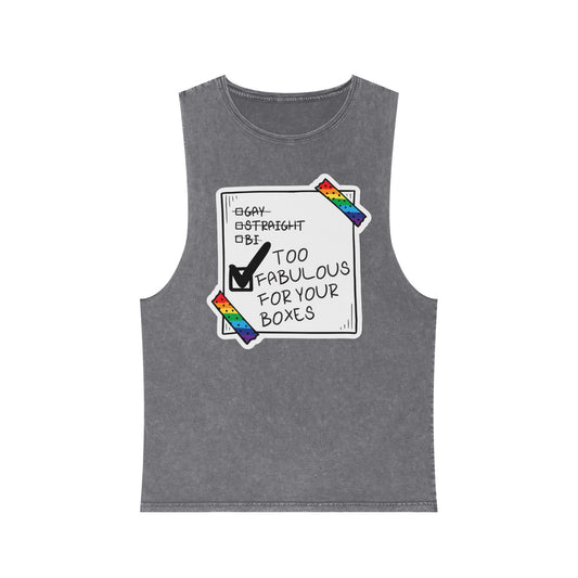Unisex Stonewash Gay Pride Tank Top