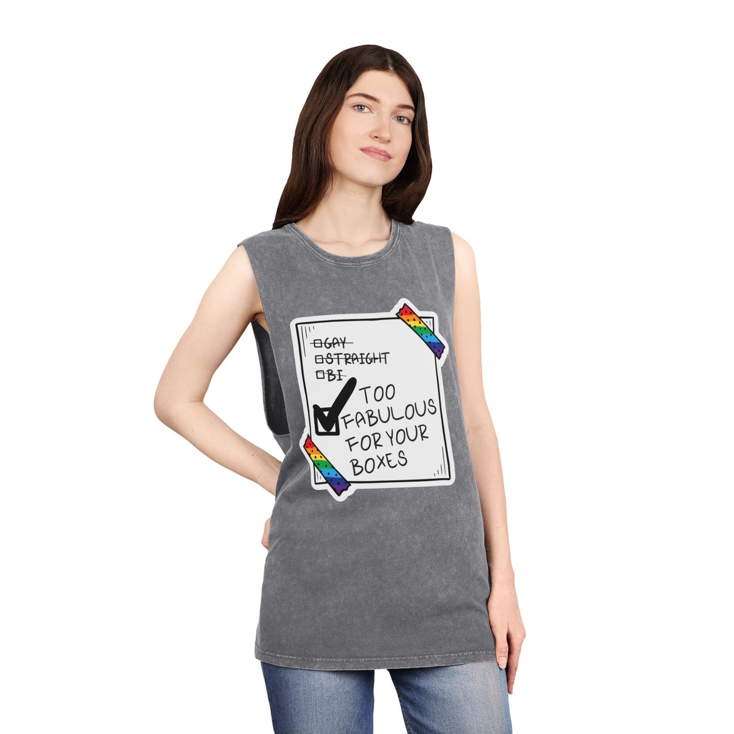 Unisex Stonewash Gay Pride Tank Top