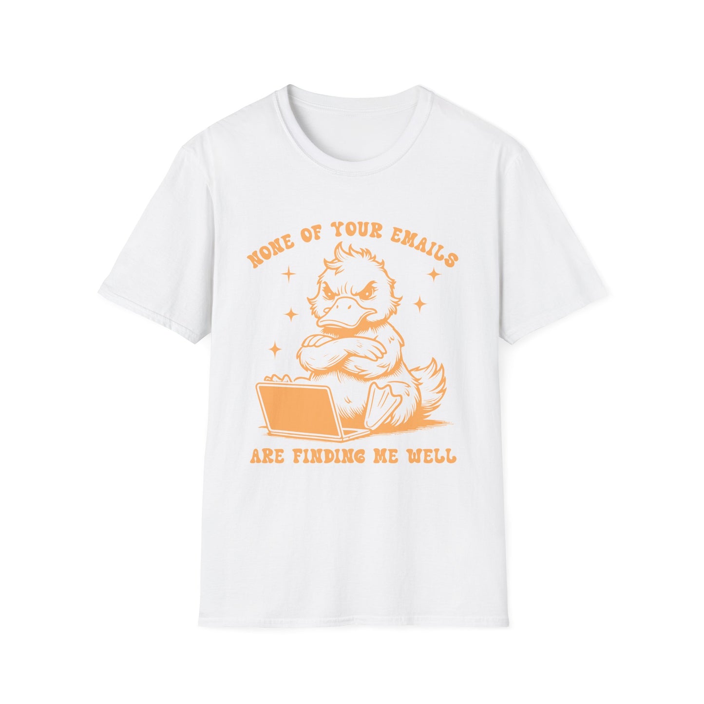 Funny Duck Email T-Shirt, Quirky Unisex Tee for Office, Great for Work from Home, Gifts for Email Lovers, Casual Wear