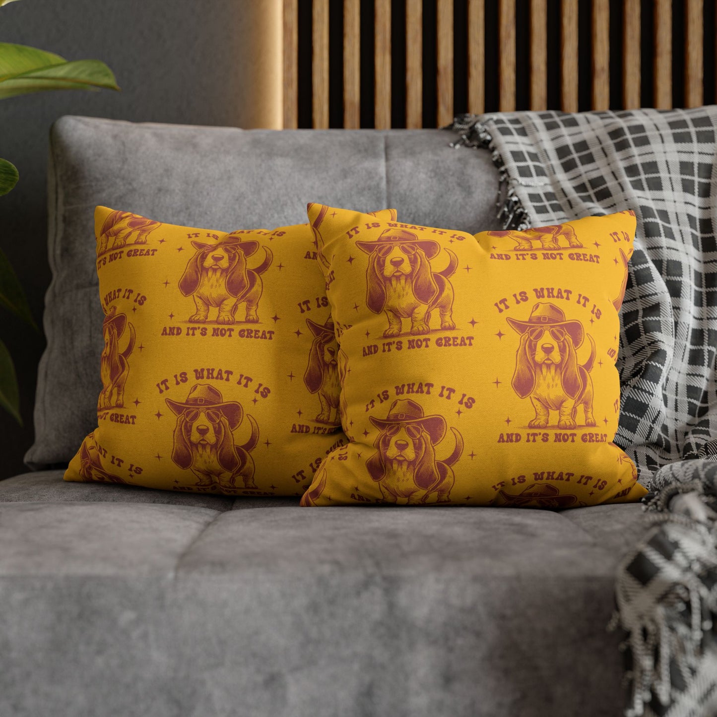 Fun Dog-Themed Square Pillowcase - 'It Is What It Is' Decorative Cushion