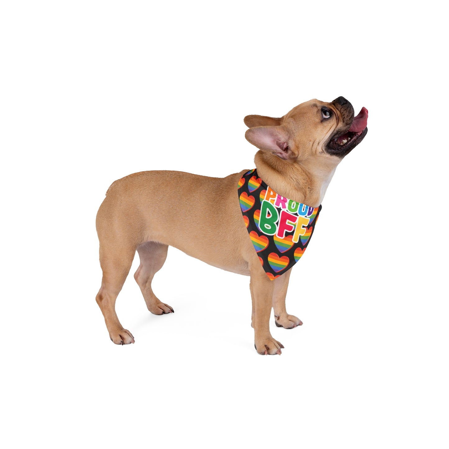 Proud BFF Pet Bandana - Rainbow Heart Design
