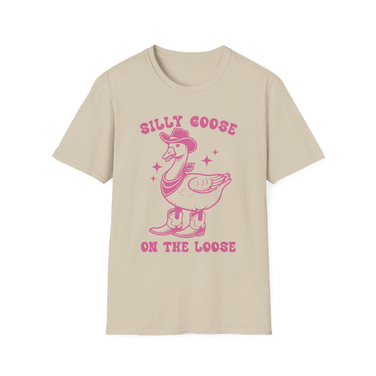 Silly Goose Unisex Softstyle T-Shirt, Fun Tee for Parties, Unique Gift for Animal Lovers, Casual Wear, Funny Statement Shirt