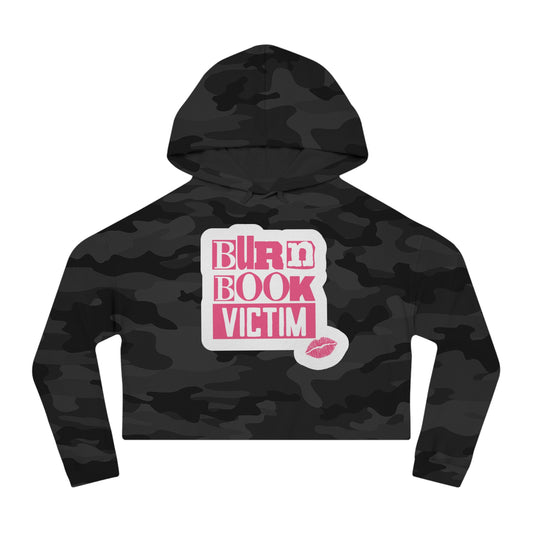 Cropped Hooded Sweatshirt with 'Burn Book Victim' Design