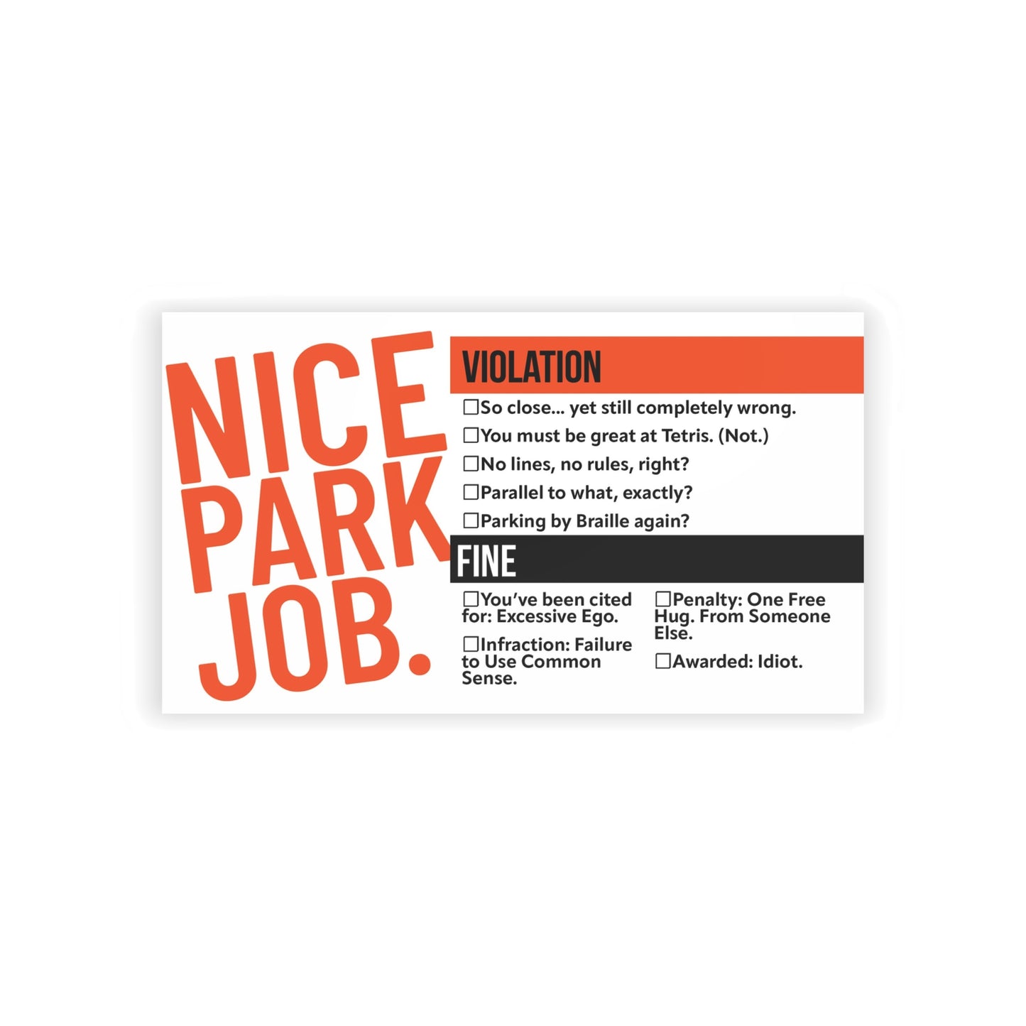 Nice Park Job Ticket Handout Cards