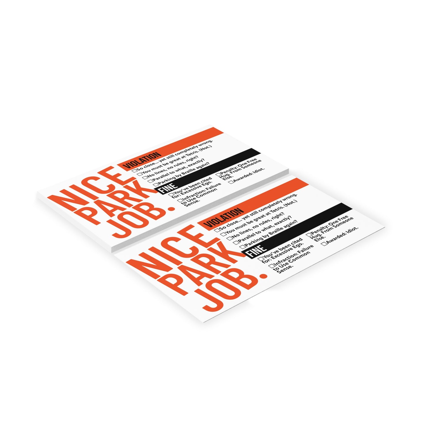 Nice Park Job Ticket Handout Cards