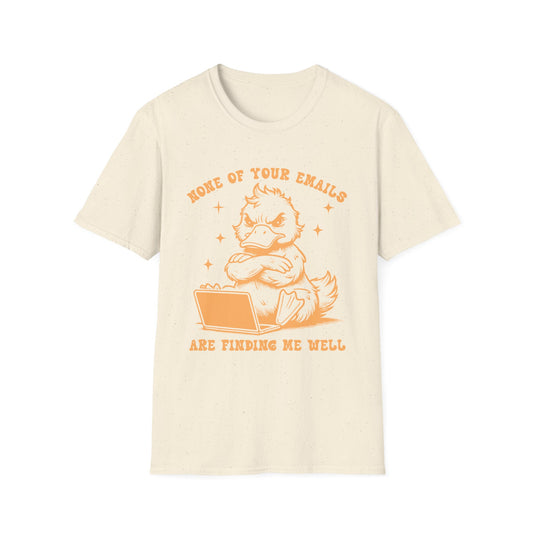 Funny Duck Email T-Shirt, Quirky Unisex Tee for Office, Great for Work from Home, Gifts for Email Lovers, Casual Wear