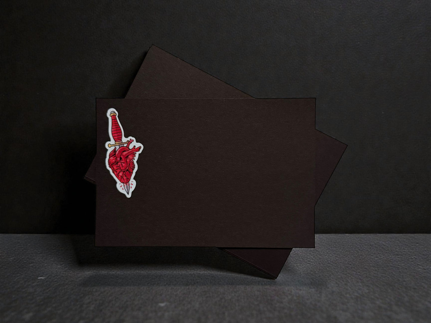 Heart + Dagger Black Notecards
