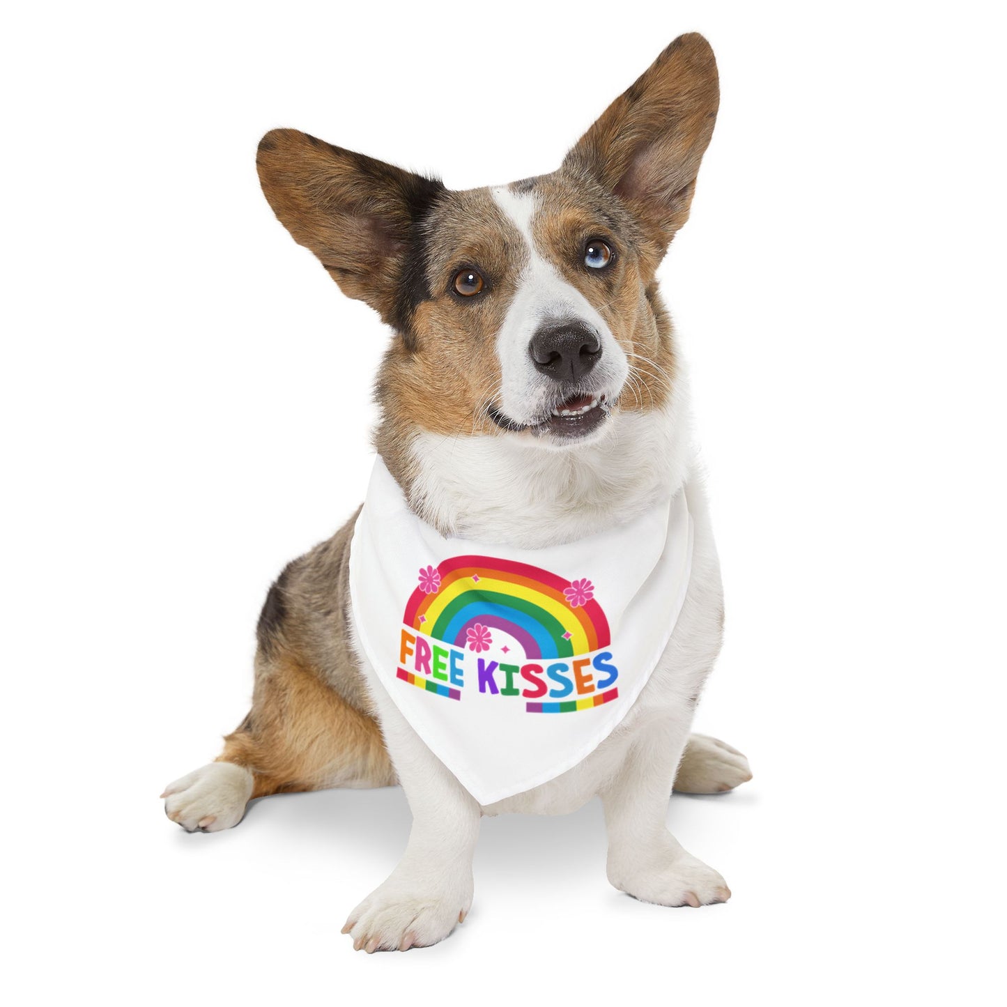 Rainbow Free Kisses Pet Bandana