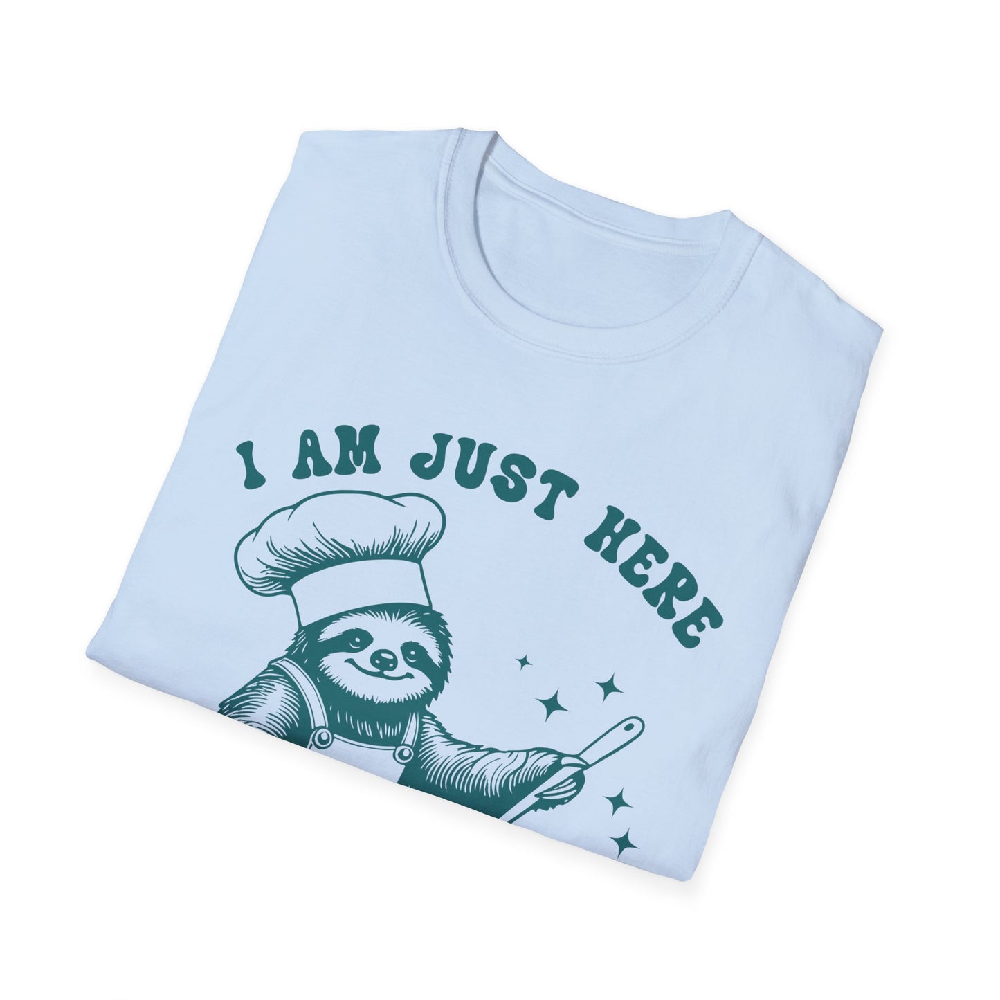Funny Sloth T-Shirt, "I Am Just Here To Stir The Pot" Tee, Unisex Humor Shirt, Perfect Gift for Cooking Lovers, Quirky Apparel, Great for