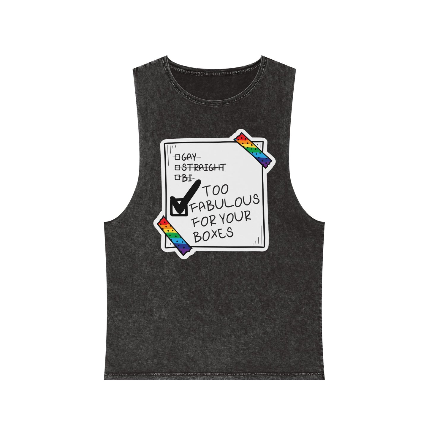Unisex Stonewash Gay Pride Tank Top