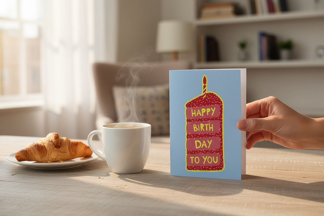 Happy birthday cake slice