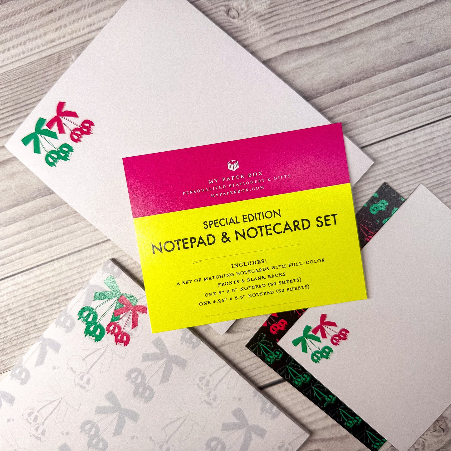 Scary Cherries Notepad and Notecard set