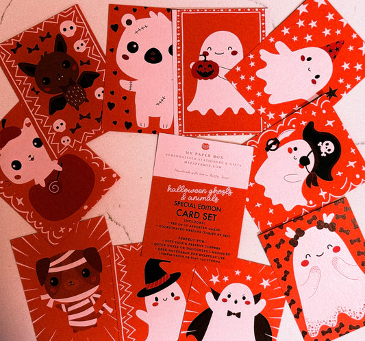 Cute Halloween Animal & Ghost Gift Tags – Retro Spooky Mini Cards