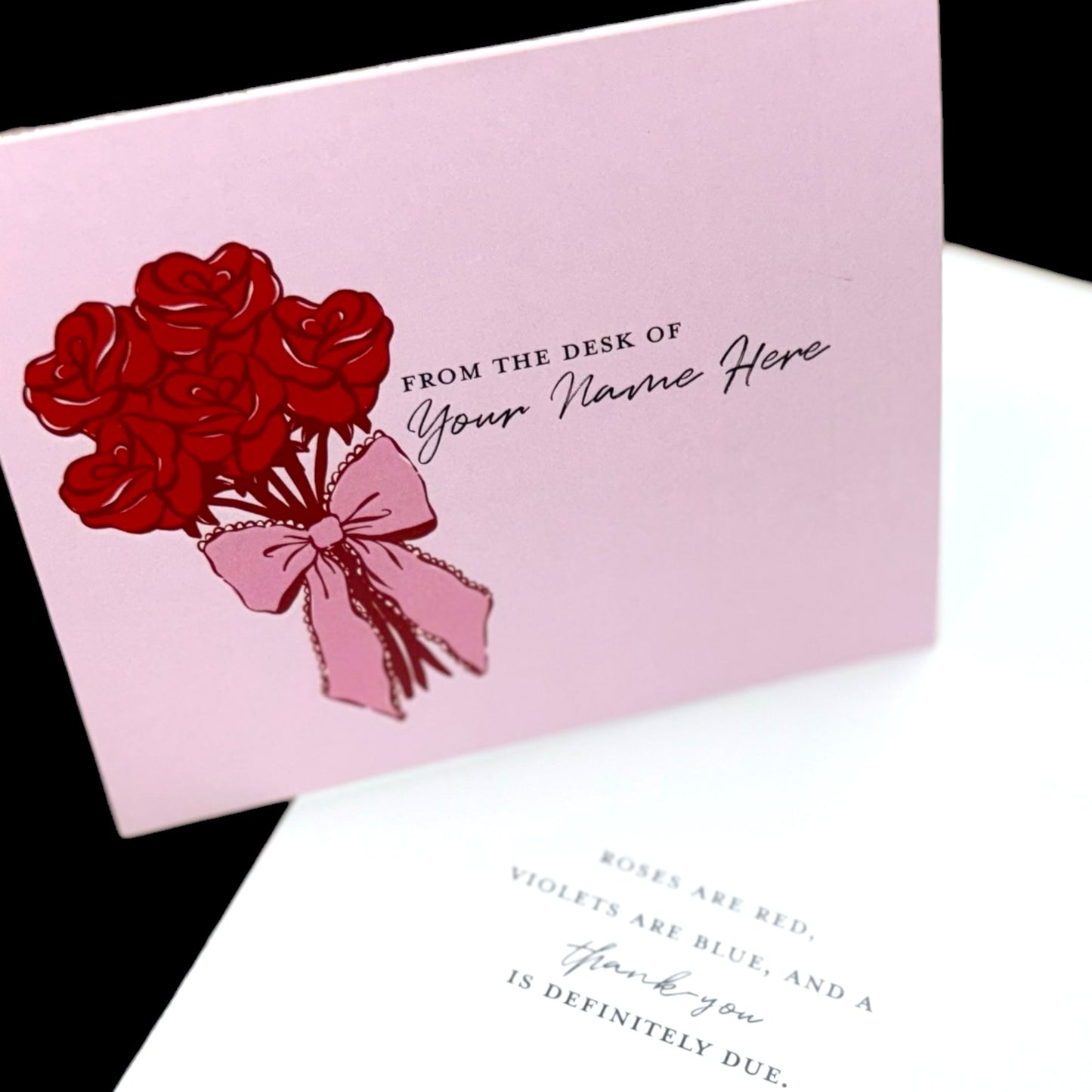 Personalized Rose Note Card- Optional Inside Message
