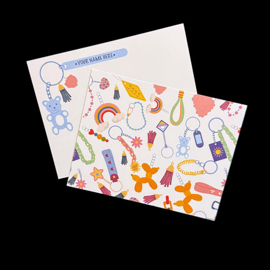 Keychain trinkets Personalized Notecards