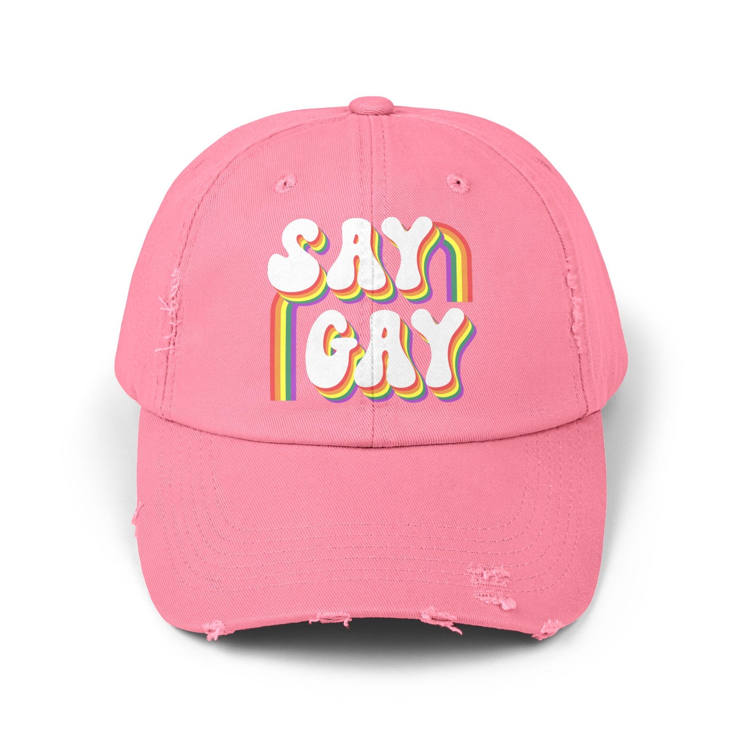 Say Gay Distressed Cap
