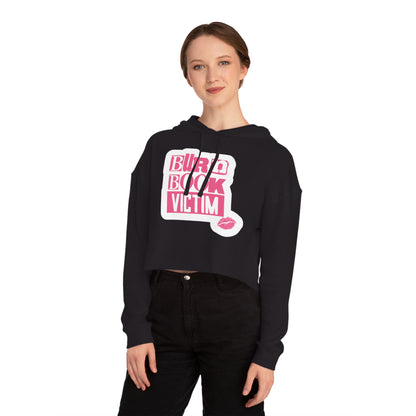 Cropped Hooded Sweatshirt with 'Burn Book Victim' Design