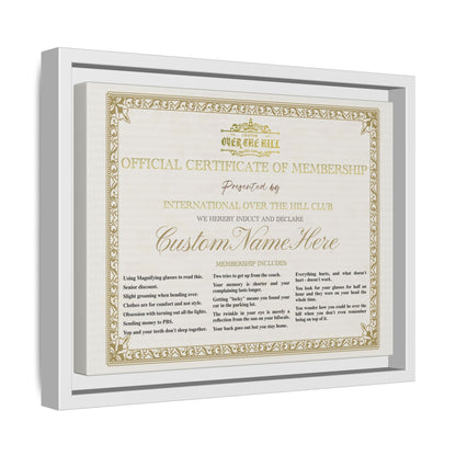 Personalized Over the Hill Membership Certificate