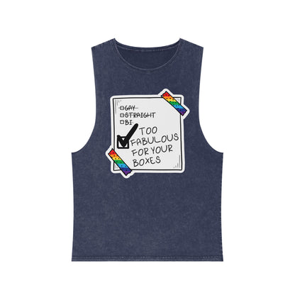 Unisex Stonewash Gay Pride Tank Top