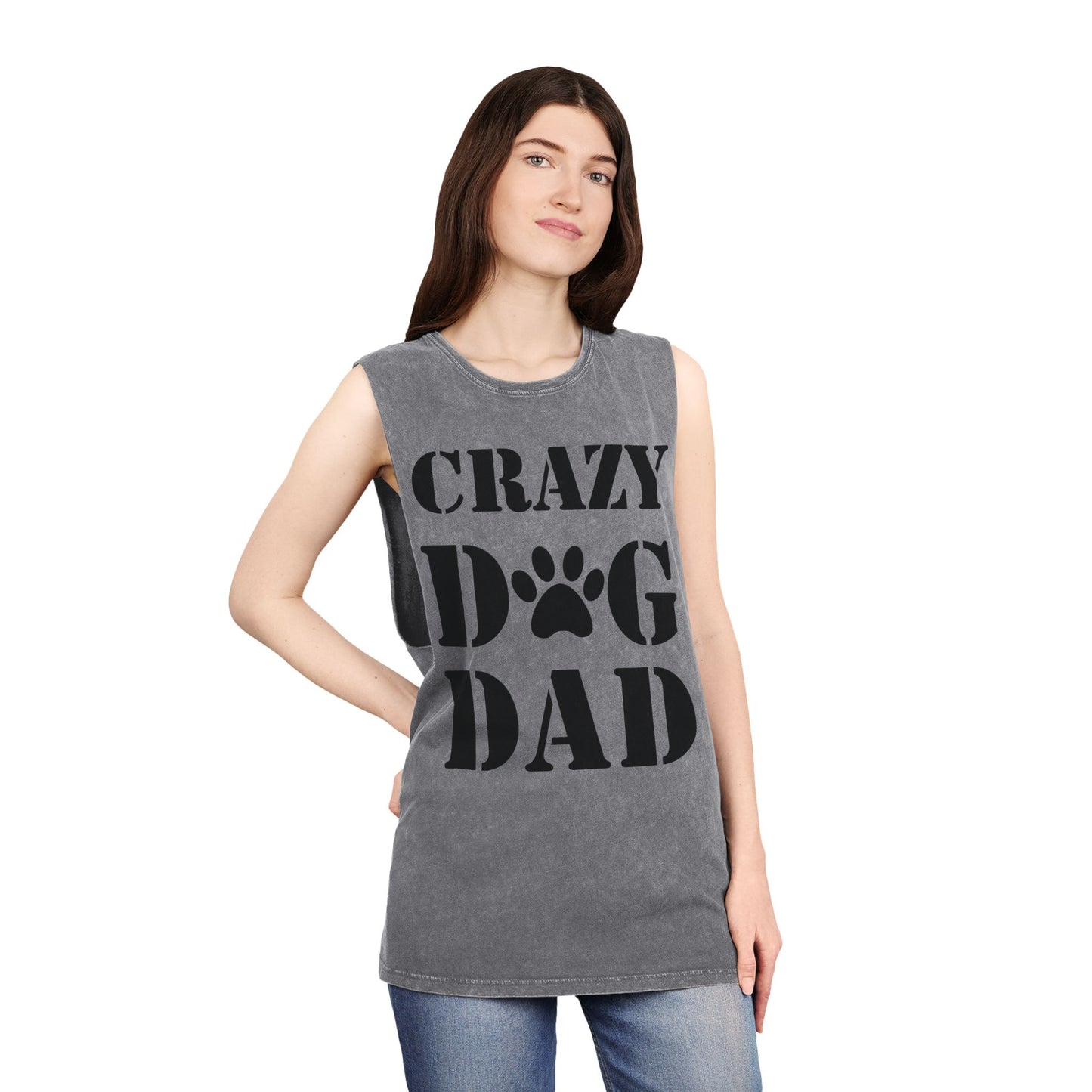 Unisex Stonewash Dog Dad Tank Top