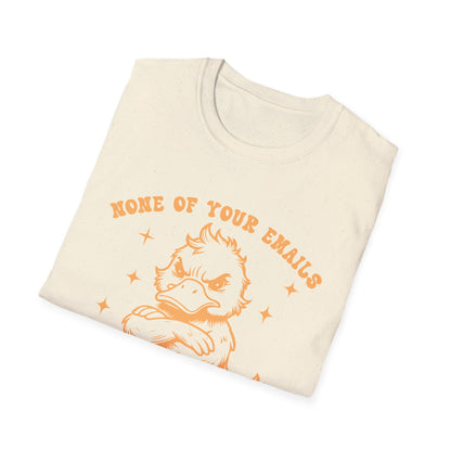 Funny Duck Email T-Shirt, Quirky Unisex Tee for Office, Great for Work from Home, Gifts for Email Lovers, Casual Wear