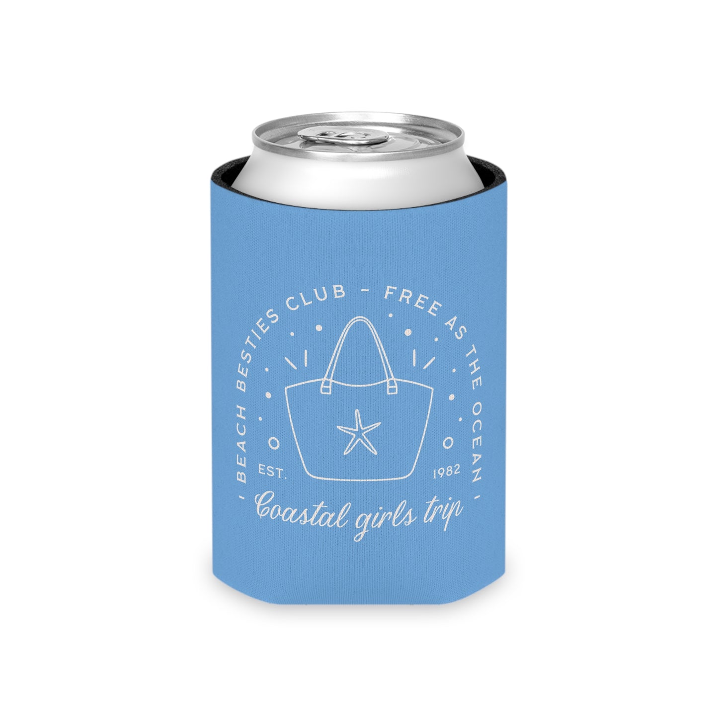 Custom Beach Can Cooler, Tropical Drink Holder, Summer Party Favor, Coastal Girls Trip, Gift for Best Friends, Beach Bib