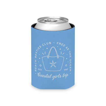 Custom Beach Can Cooler, Tropical Drink Holder, Summer Party Favor, Coastal Girls Trip, Gift for Best Friends, Beach Bib