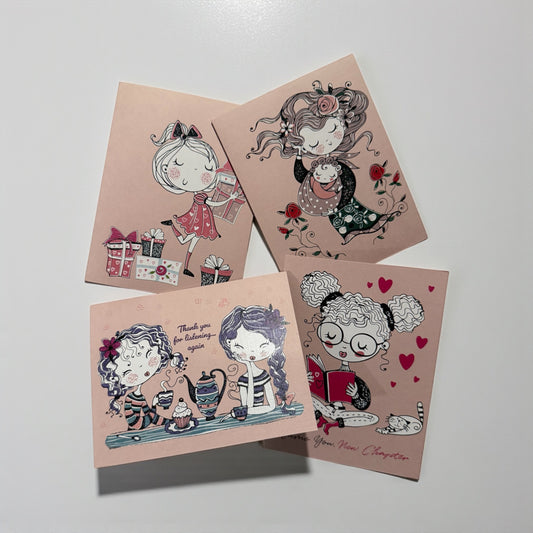 Whimsical set of 4 cards