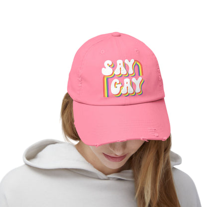 Say Gay Distressed Cap