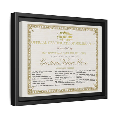 Personalized Over the Hill Membership Certificate