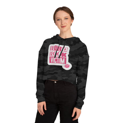 Cropped Hooded Sweatshirt with 'Burn Book Victim' Design