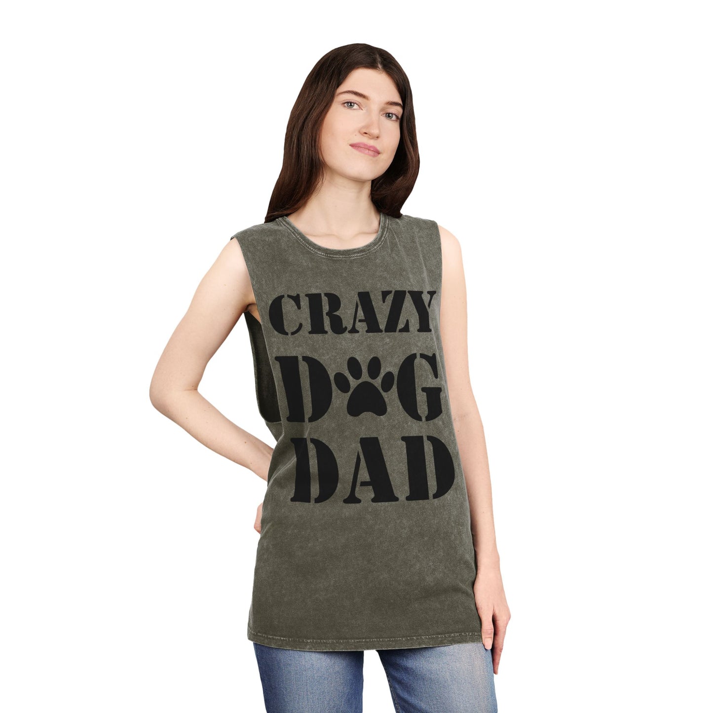 Unisex Stonewash Dog Dad Tank Top