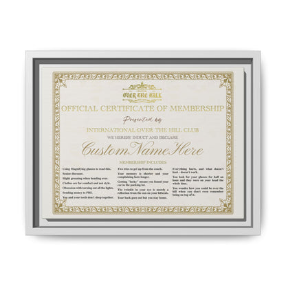 Personalized Over the Hill Membership Certificate