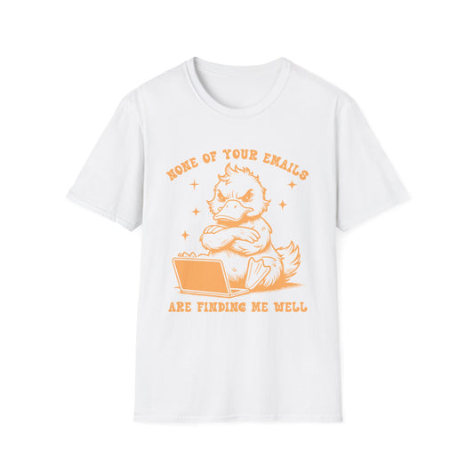 Funny Duck Email T-Shirt, Quirky Unisex Tee for Office, Great for Work from Home, Gifts for Email Lovers, Casual Wear