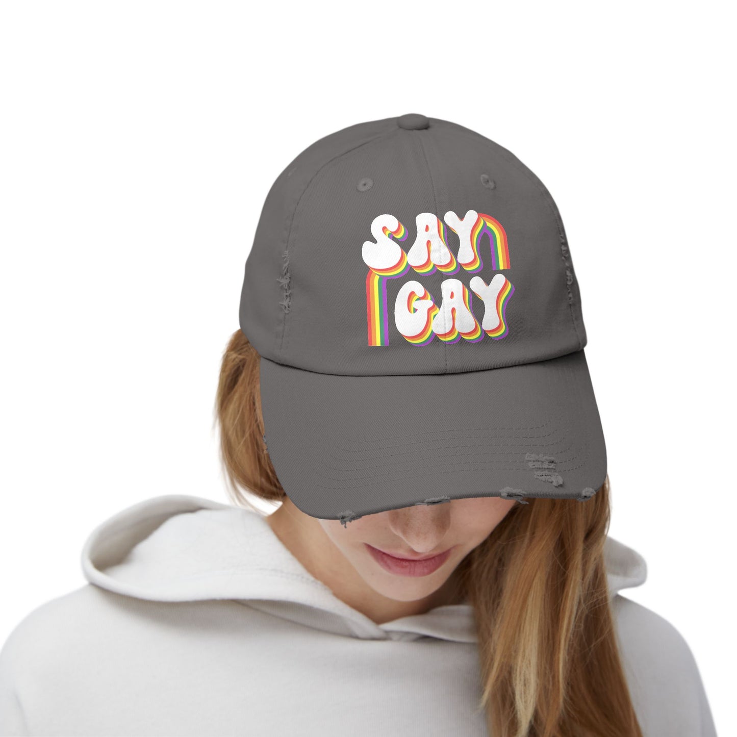 Say Gay Distressed Cap
