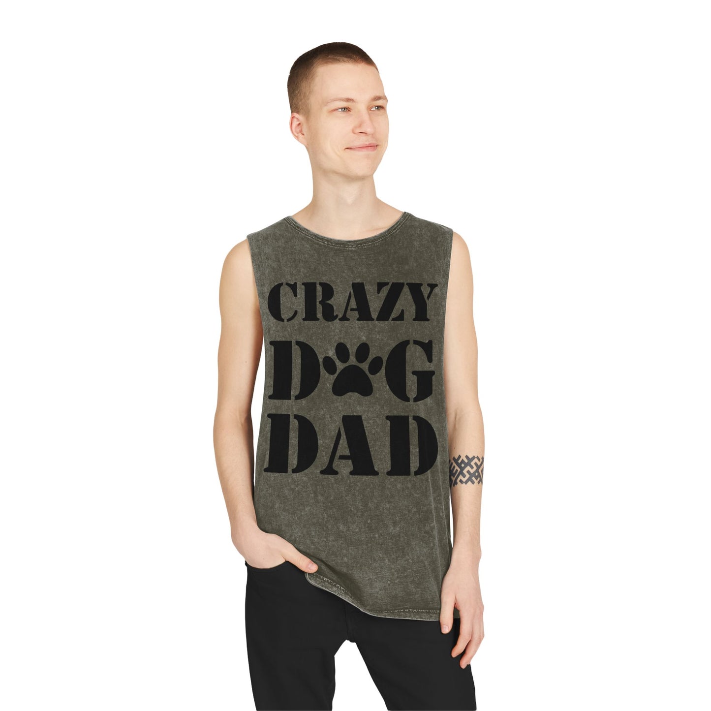 Unisex Stonewash Dog Dad Tank Top