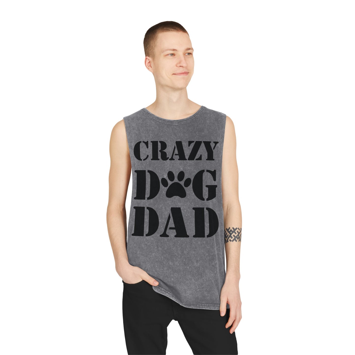 Unisex Stonewash Dog Dad Tank Top