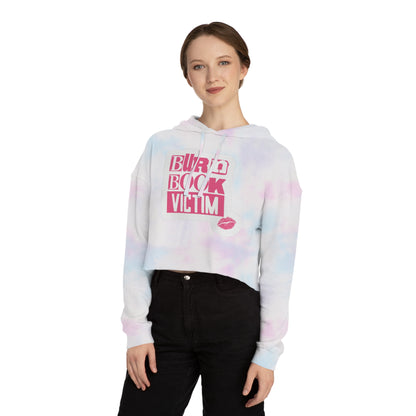 Cropped Hooded Sweatshirt with 'Burn Book Victim' Design