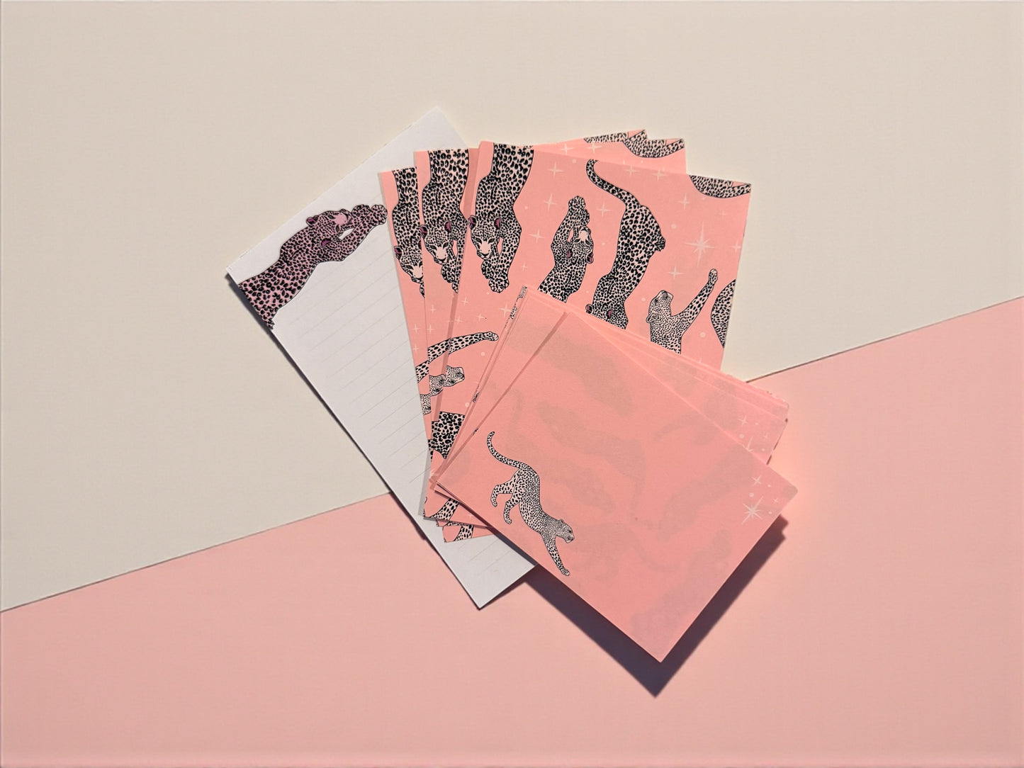 Pink Leopard Stationery Set