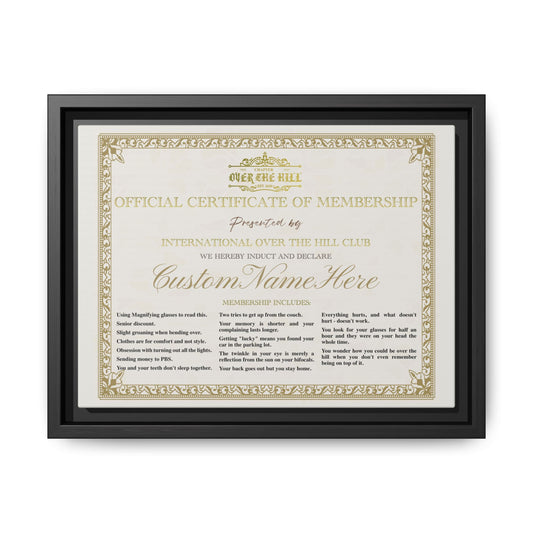 Personalized Over the Hill Membership Certificate