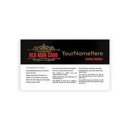 Over the Hill Membership Card – Funny Gag Gift for Birthdays or Retirements